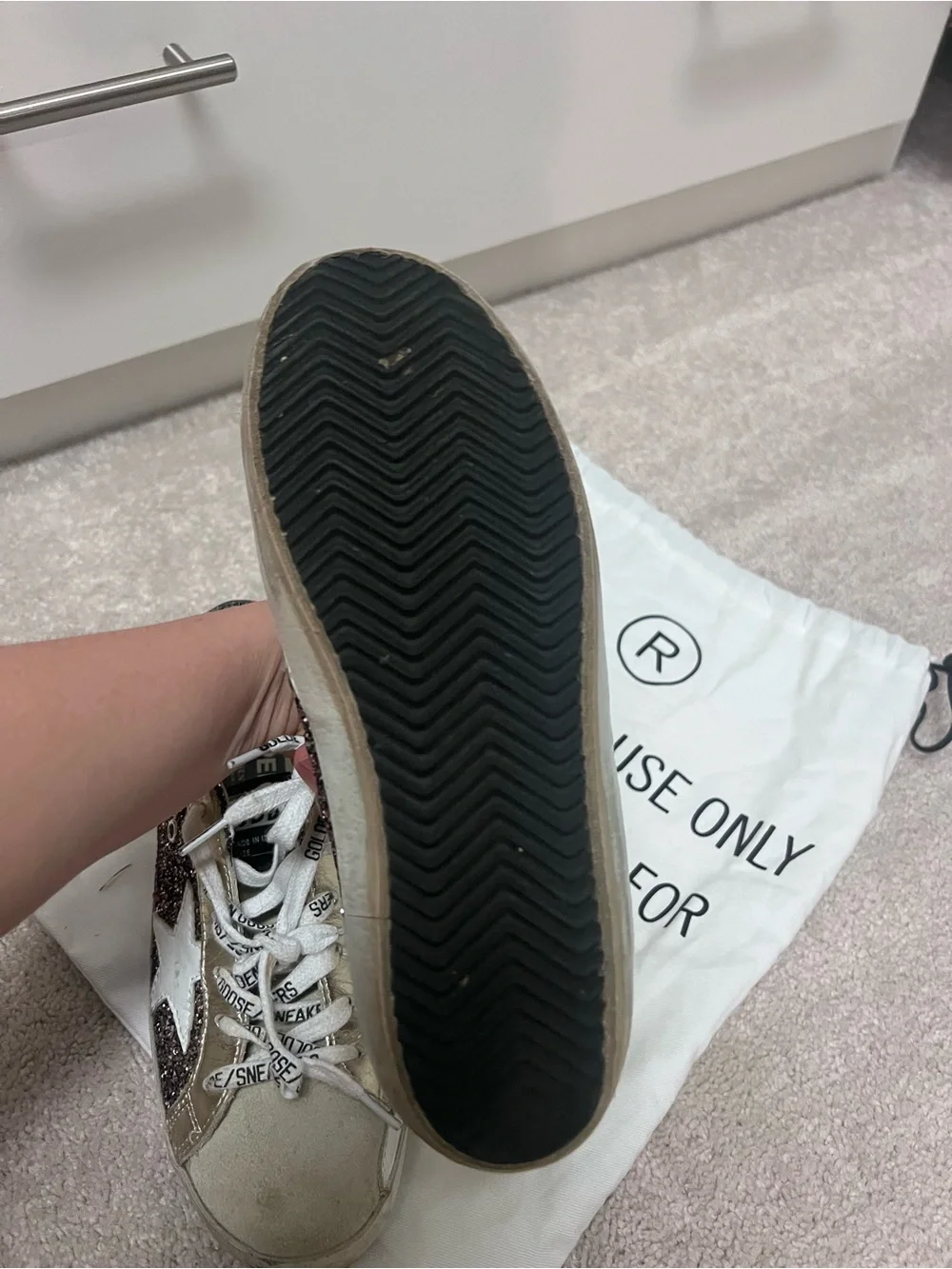 Golden Goose Glitter Low-Top Sneakers in Purple and Silver